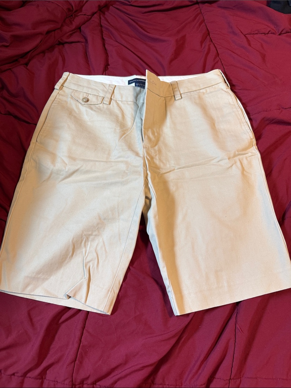 Ralph Lauren Men's Beige Flat-Front Shorts